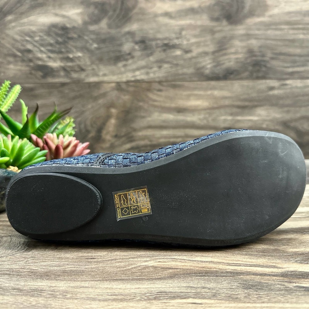 NIB Bernie Mev 39 7.5-8 Monica Ankle Strap Woven Ballet Flats Jean - Picture 8 of 10